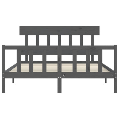 Bed Frame without Mattress Grey King Size Solid Wood Pine