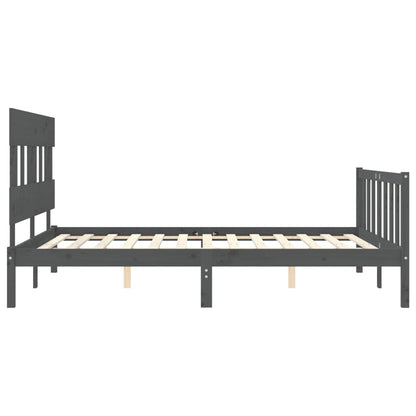 Bed Frame without Mattress Grey King Size Solid Wood Pine