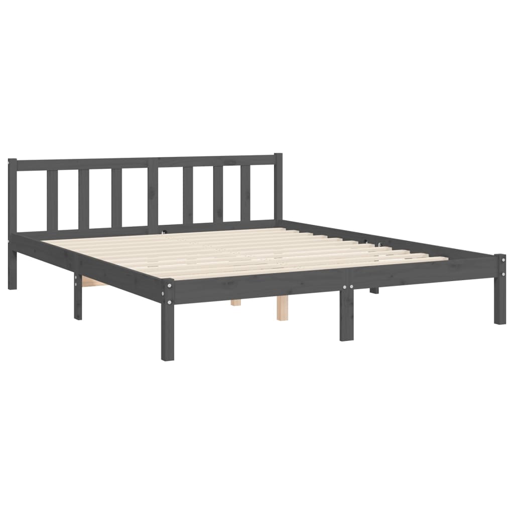 Bed Frame without Mattress Grey King Size Solid Wood Pine