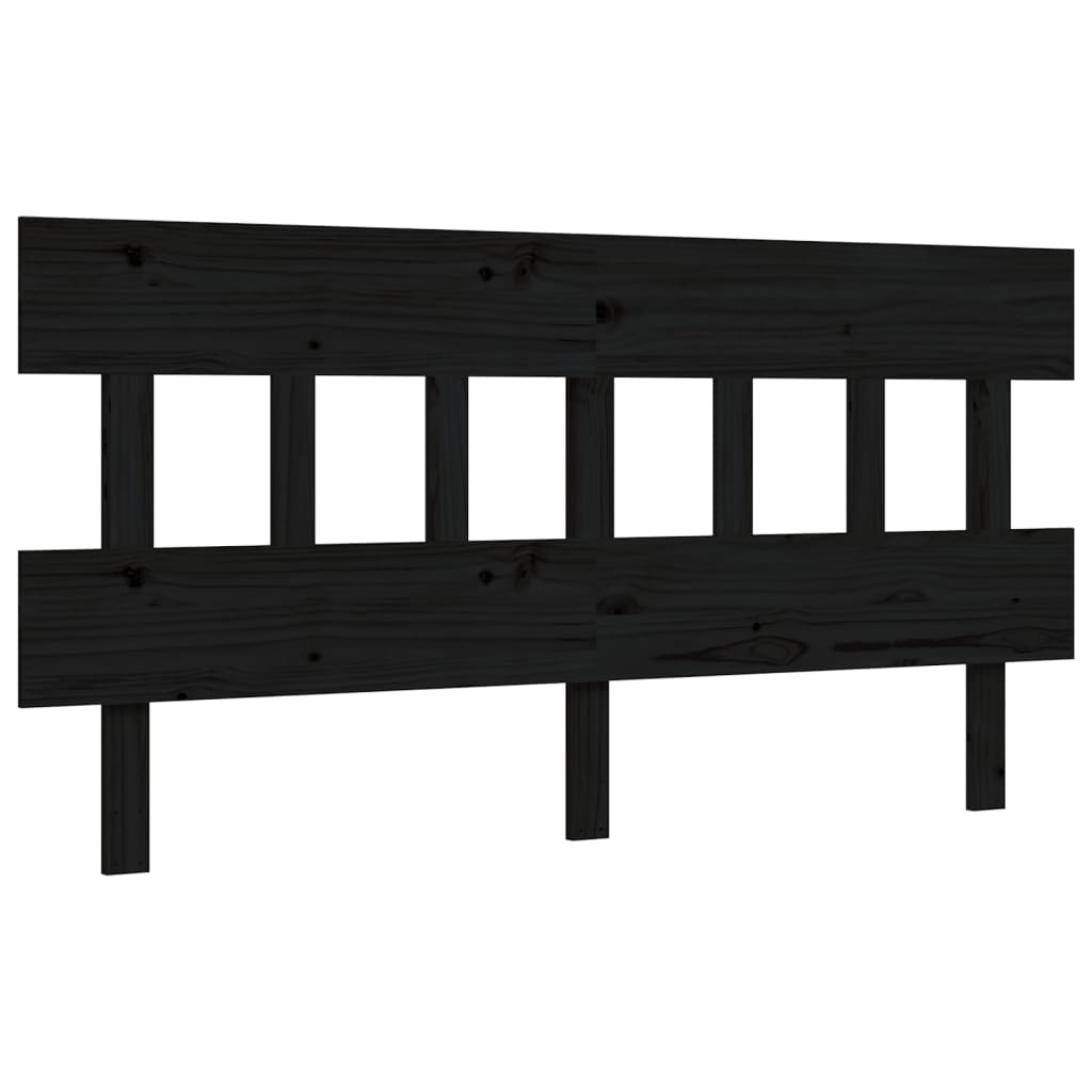 Bed Frame with Headboard Black King Size Solid Wood