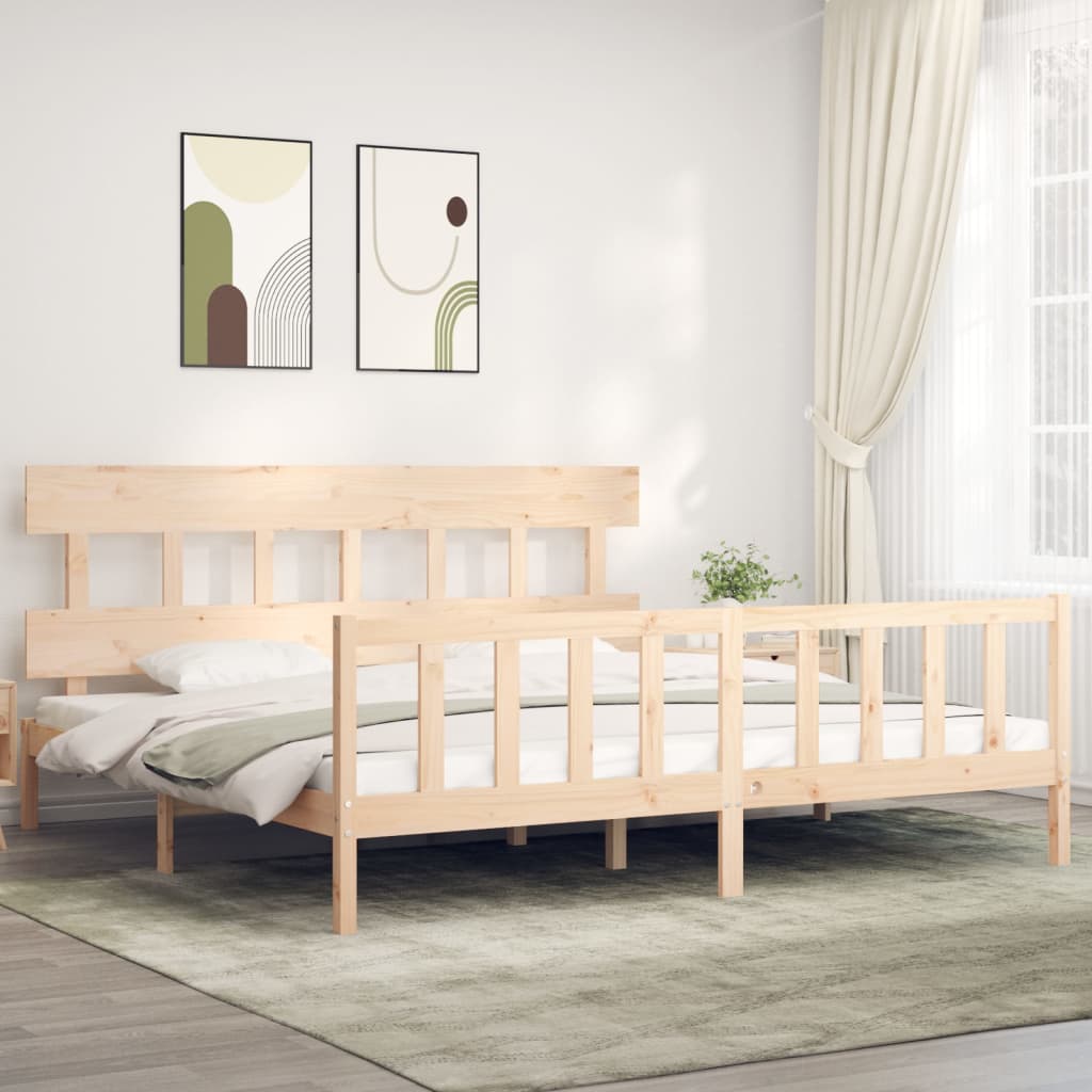 Bed Frame without Mattress Super King Size Solid Wood Pine