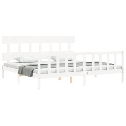 Bed Frame without Mattress White Super King Size Solid Wood Pine