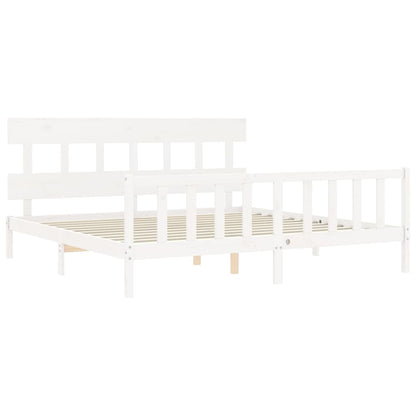 Bed Frame without Mattress White Super King Size Solid Wood Pine