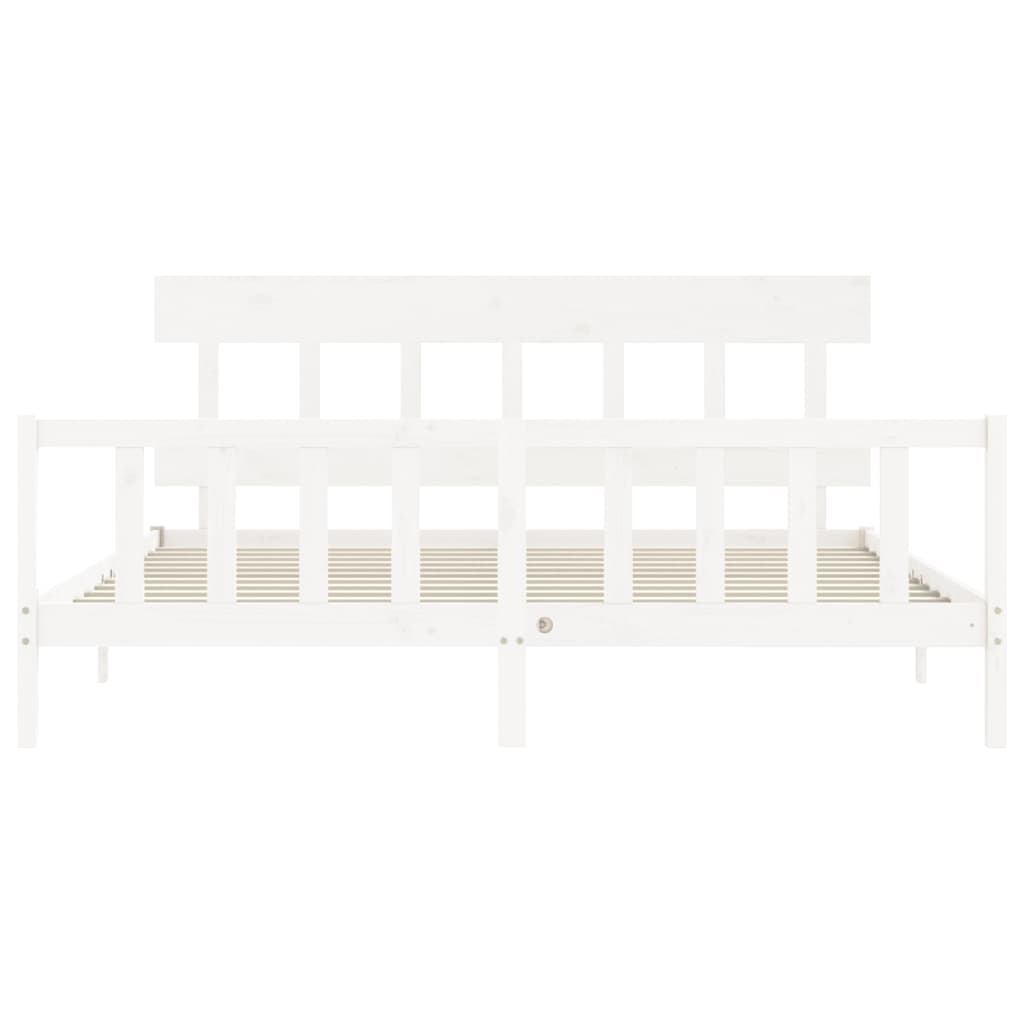 Bed Frame without Mattress White Super King Size Solid Wood Pine