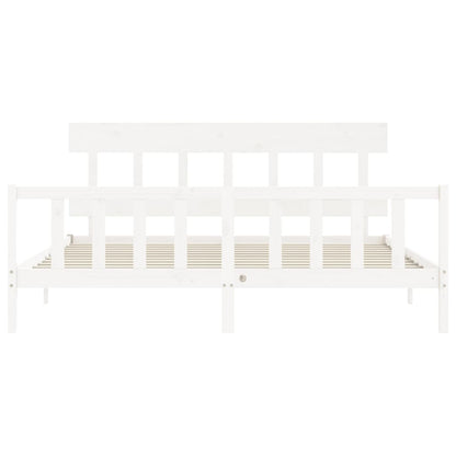 Bed Frame without Mattress White Super King Size Solid Wood Pine