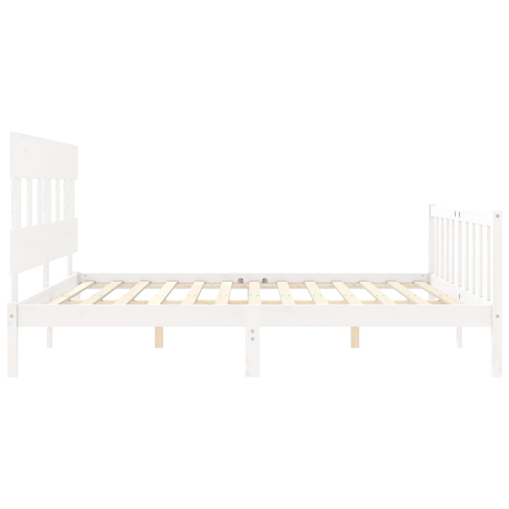 Bed Frame without Mattress White Super King Size Solid Wood Pine