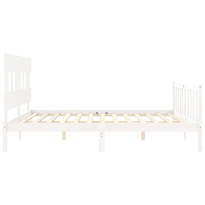 Bed Frame without Mattress White Super King Size Solid Wood Pine