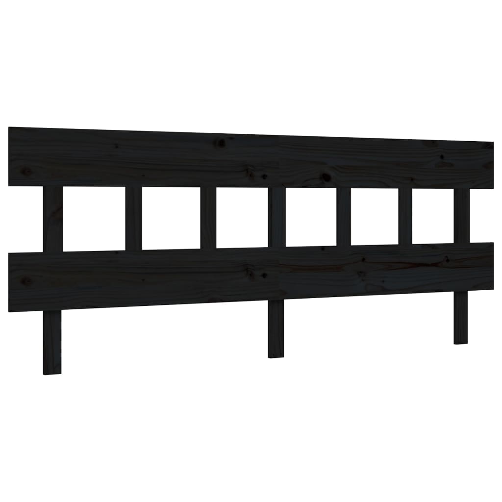 Bed Frame with Headboard Black 200x200 cm Solid Wood