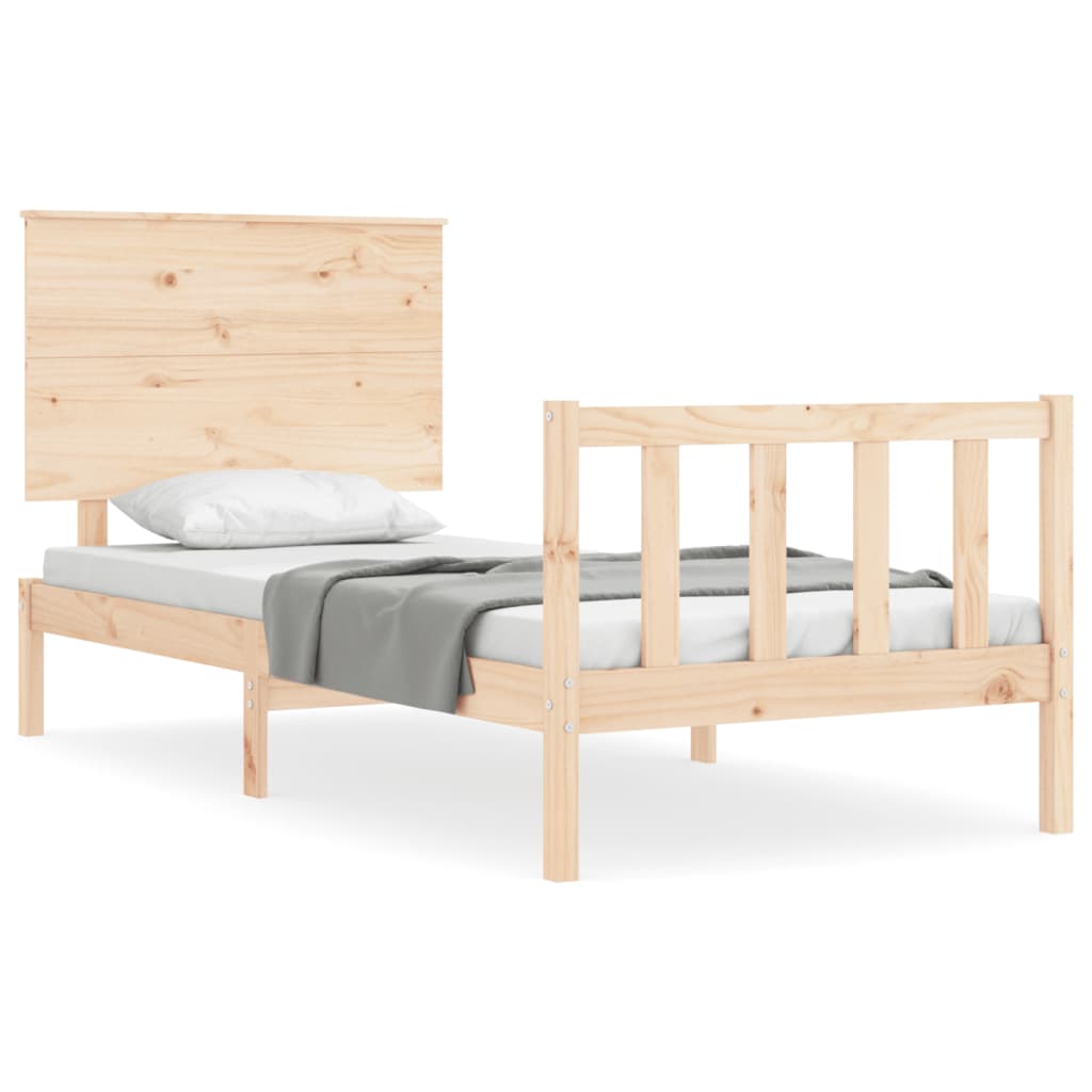 Bed Frame with Headboard Small Single Solid Wood