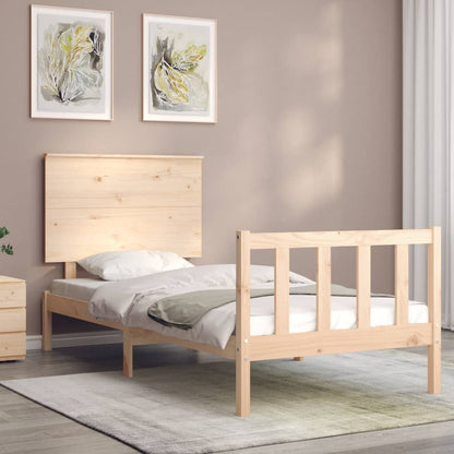 Bed Frame with Headboard Small Single Solid Wood