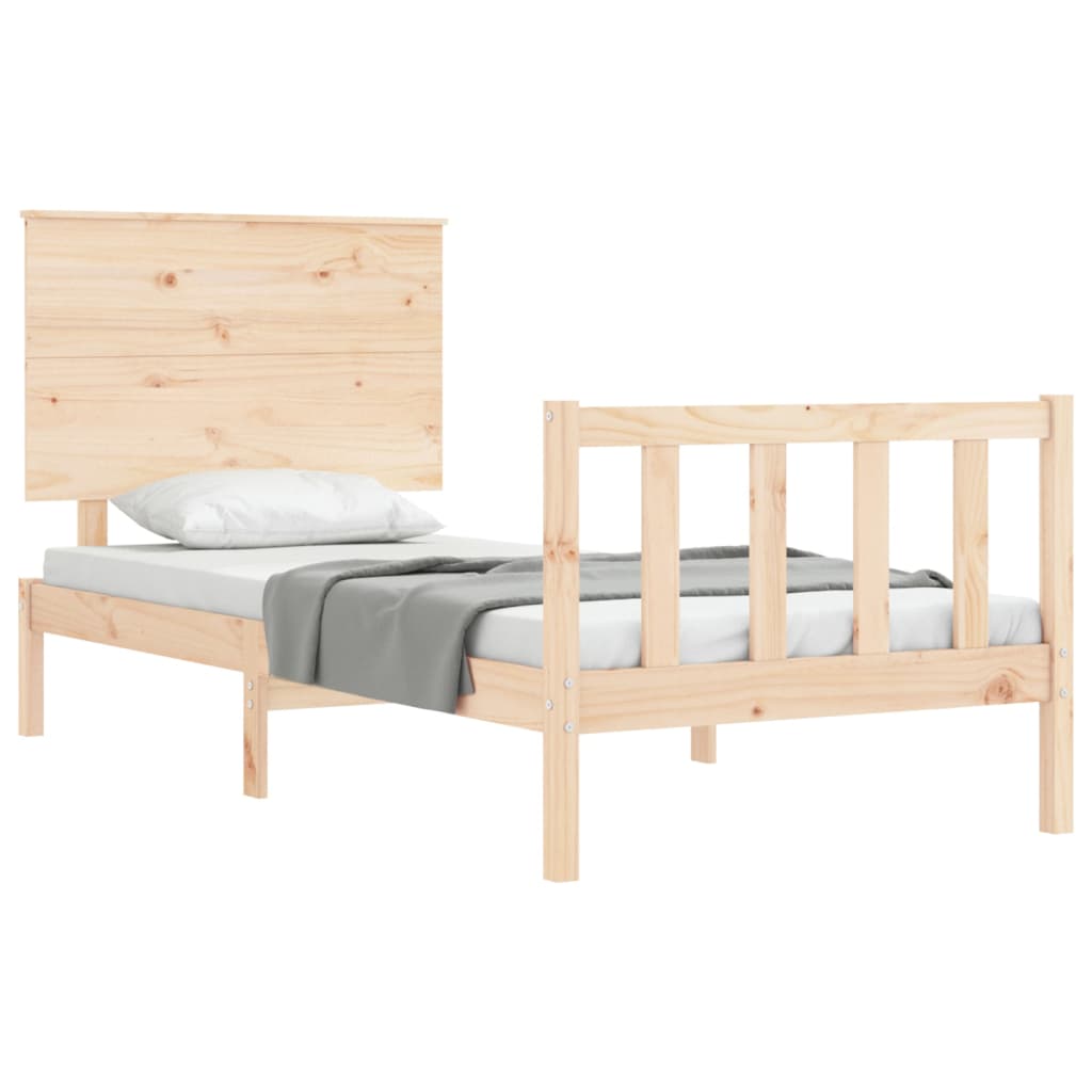 Bed Frame with Headboard Small Single Solid Wood