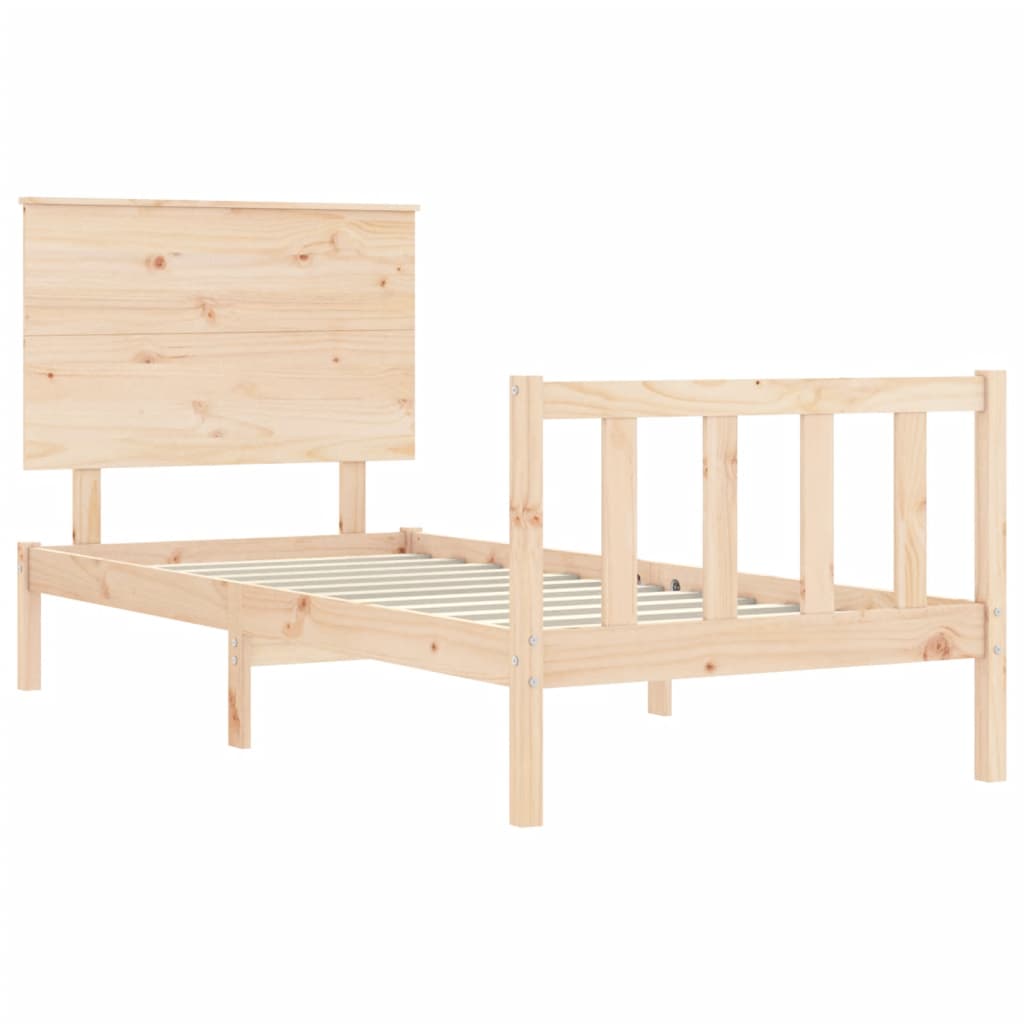 Bed Frame with Headboard Small Single Solid Wood