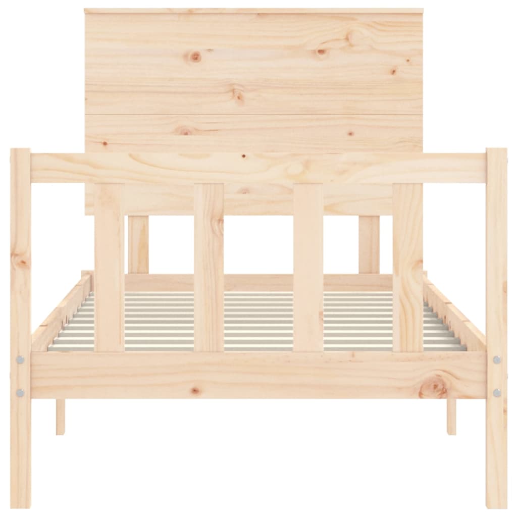 Bed Frame with Headboard Small Single Solid Wood