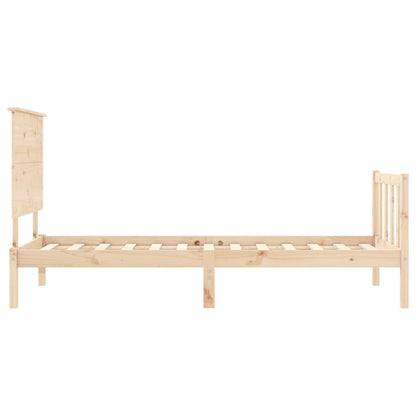 Bed Frame with Headboard Small Single Solid Wood