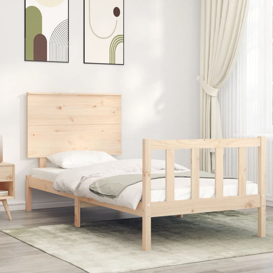 Bed Frame with Headboard Small Single Solid Wood