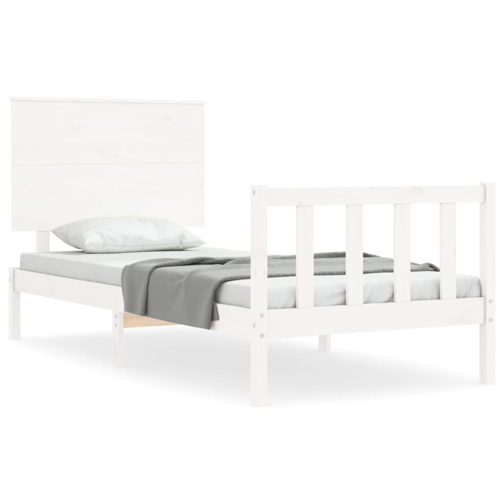 Bed Frame without Mattress White Small Single Solid Wood Pine