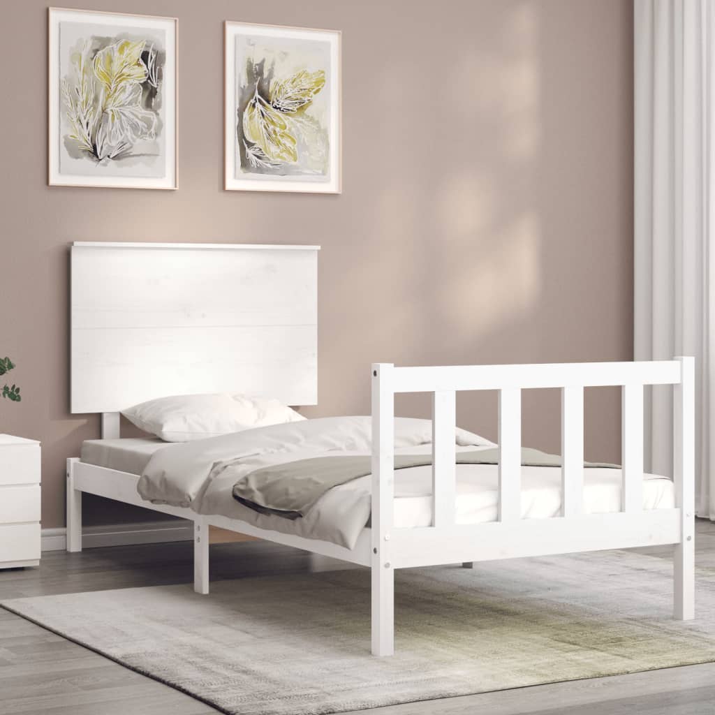 Bed Frame without Mattress White Small Single Solid Wood Pine