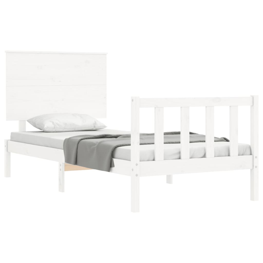 Bed Frame without Mattress White Small Single Solid Wood Pine