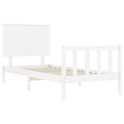 Bed Frame without Mattress White Small Single Solid Wood Pine