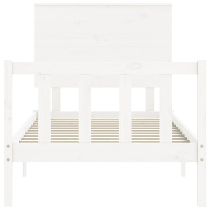 Bed Frame without Mattress White Small Single Solid Wood Pine