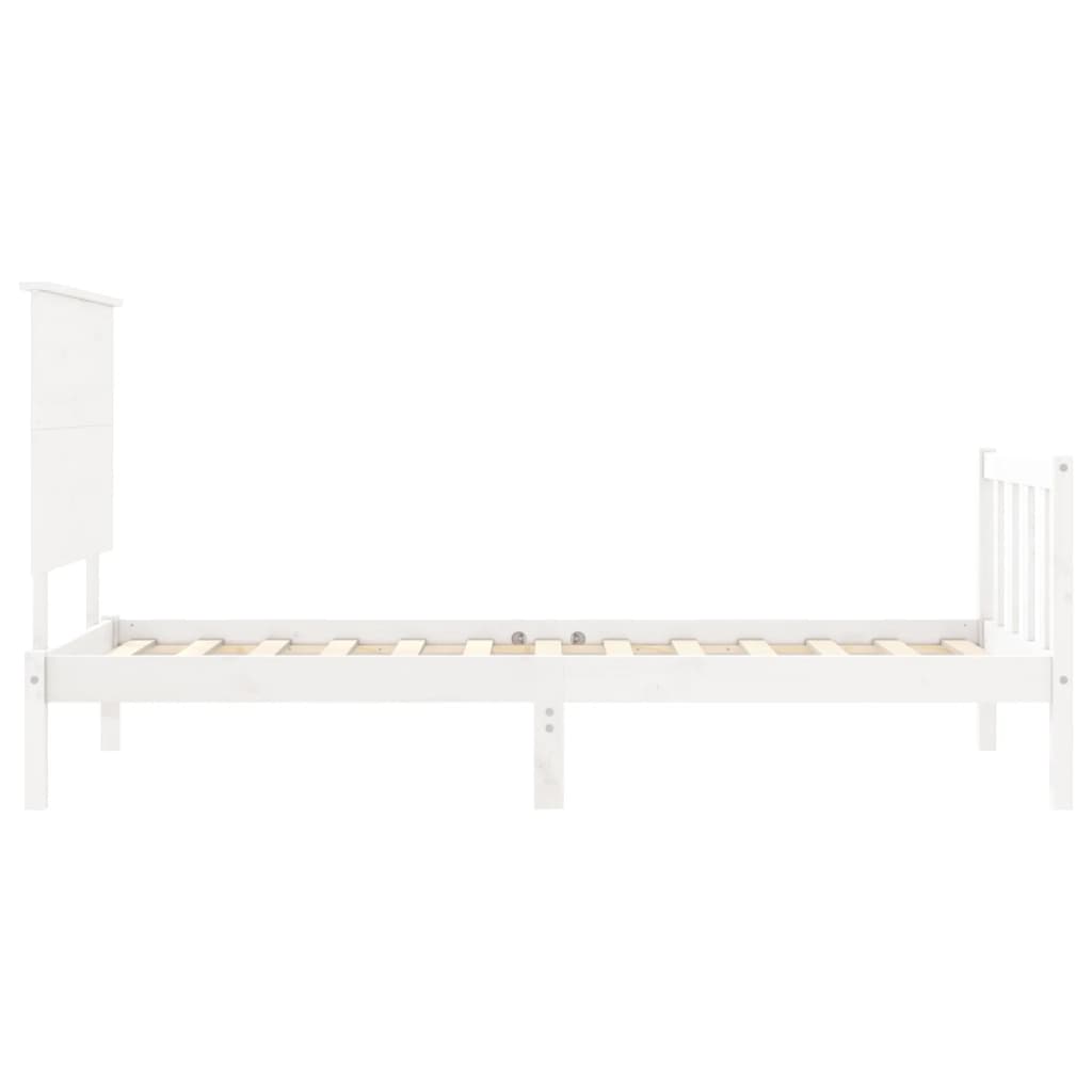 Bed Frame without Mattress White Small Single Solid Wood Pine