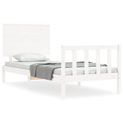 Bed Frame without Mattress White Single Solid Wood Pine