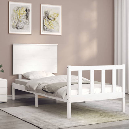 Bed Frame without Mattress White Single Solid Wood Pine