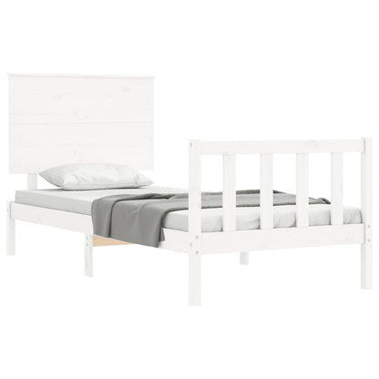 Bed Frame without Mattress White Single Solid Wood Pine