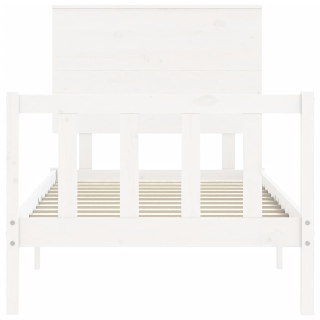 Bed Frame without Mattress White Single Solid Wood Pine