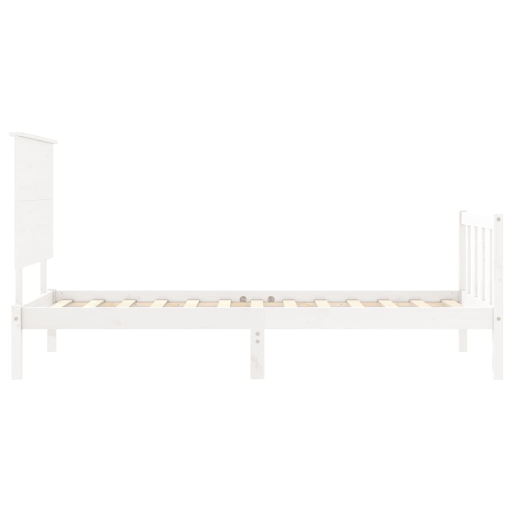 Bed Frame without Mattress White Single Solid Wood Pine