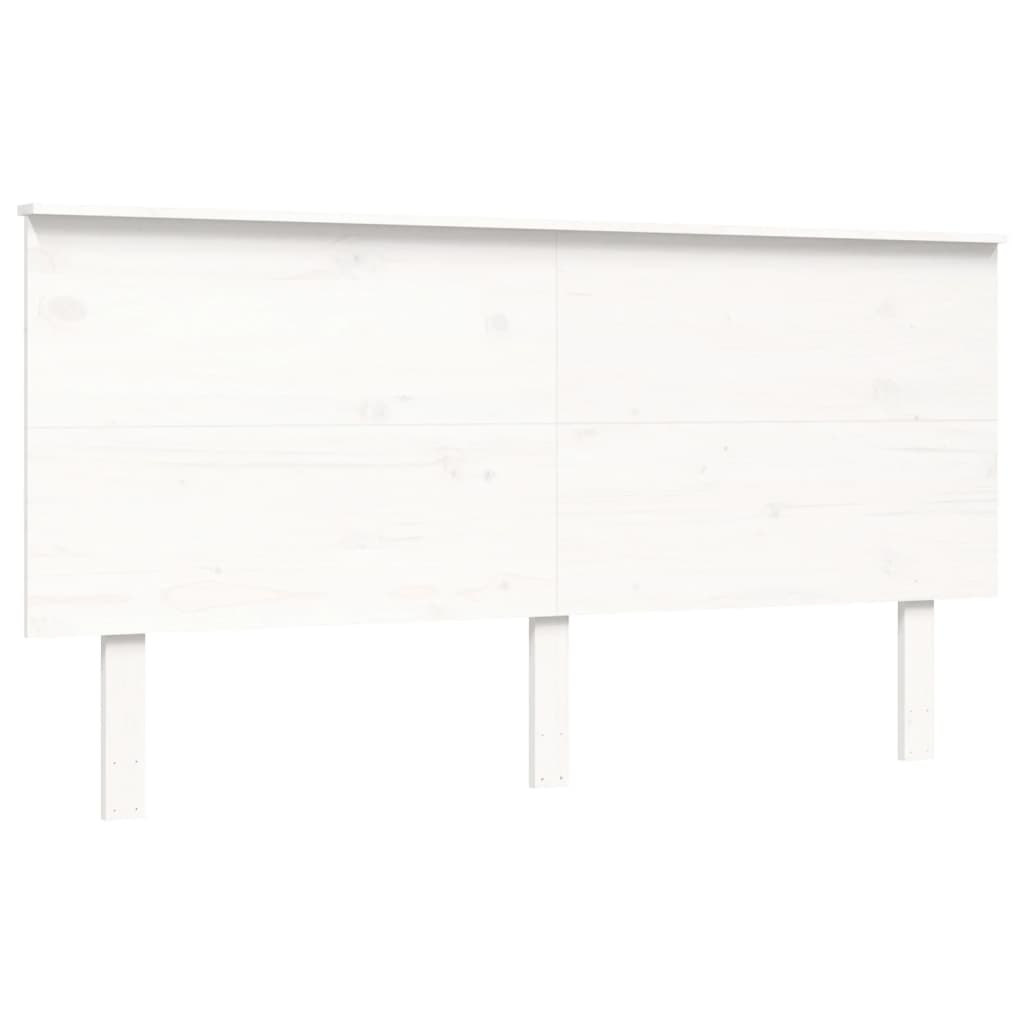 Bed Frame with Headboard White King Size Solid Wood