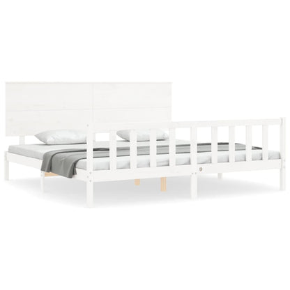 Bed Frame without Mattress White Super King Size Solid Wood Pine