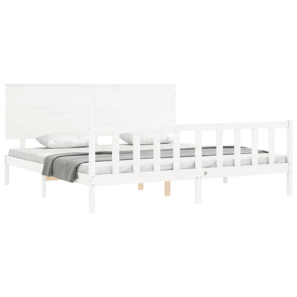 Bed Frame without Mattress White Super King Size Solid Wood Pine