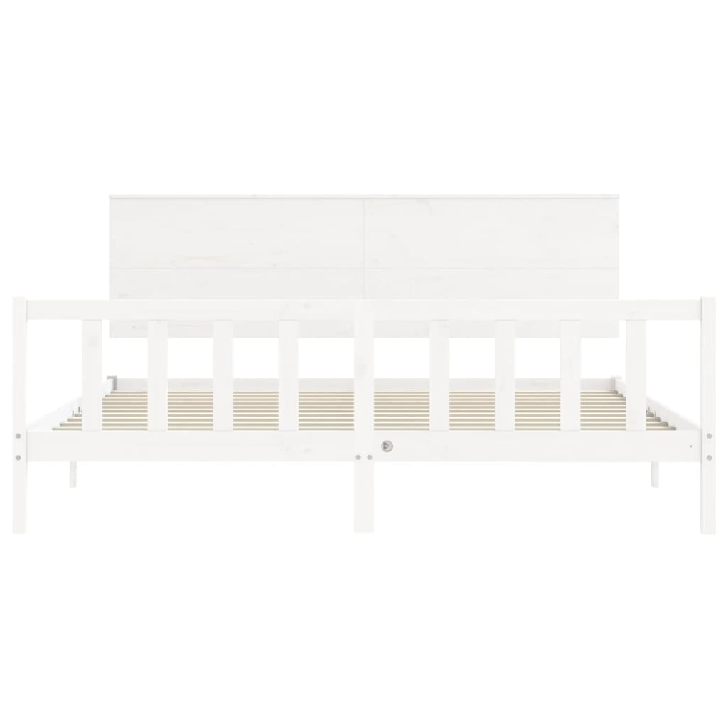 Bed Frame without Mattress White Super King Size Solid Wood Pine