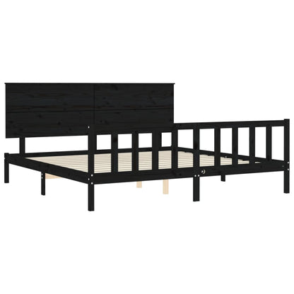 Bed Frame without Mattress Black 200x200 cm Solid Wood Pine