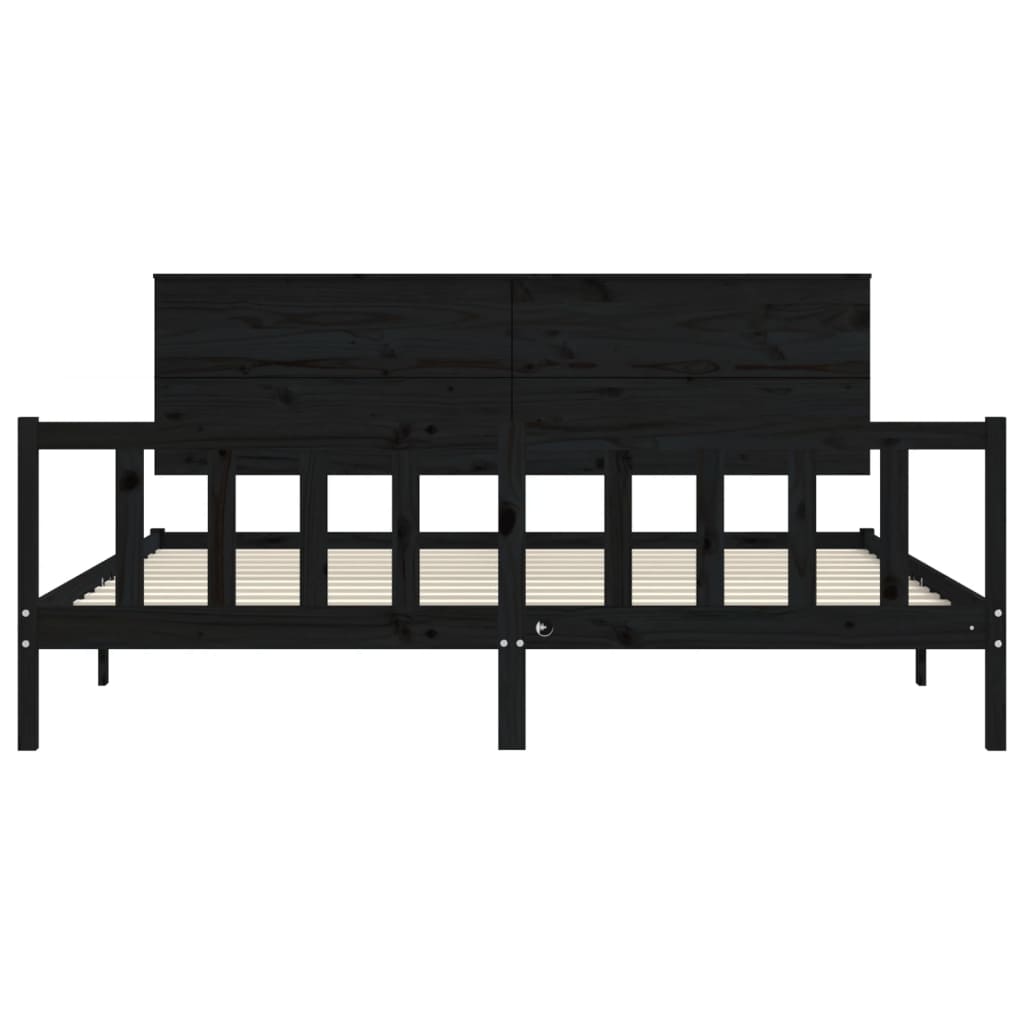 Bed Frame without Mattress Black 200x200 cm Solid Wood Pine