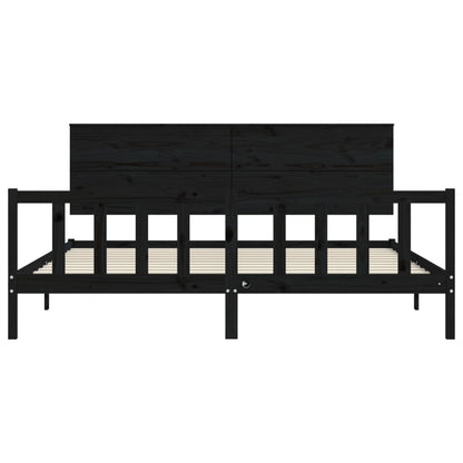 Bed Frame without Mattress Black 200x200 cm Solid Wood Pine