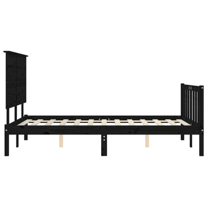 Bed Frame without Mattress Black 200x200 cm Solid Wood Pine