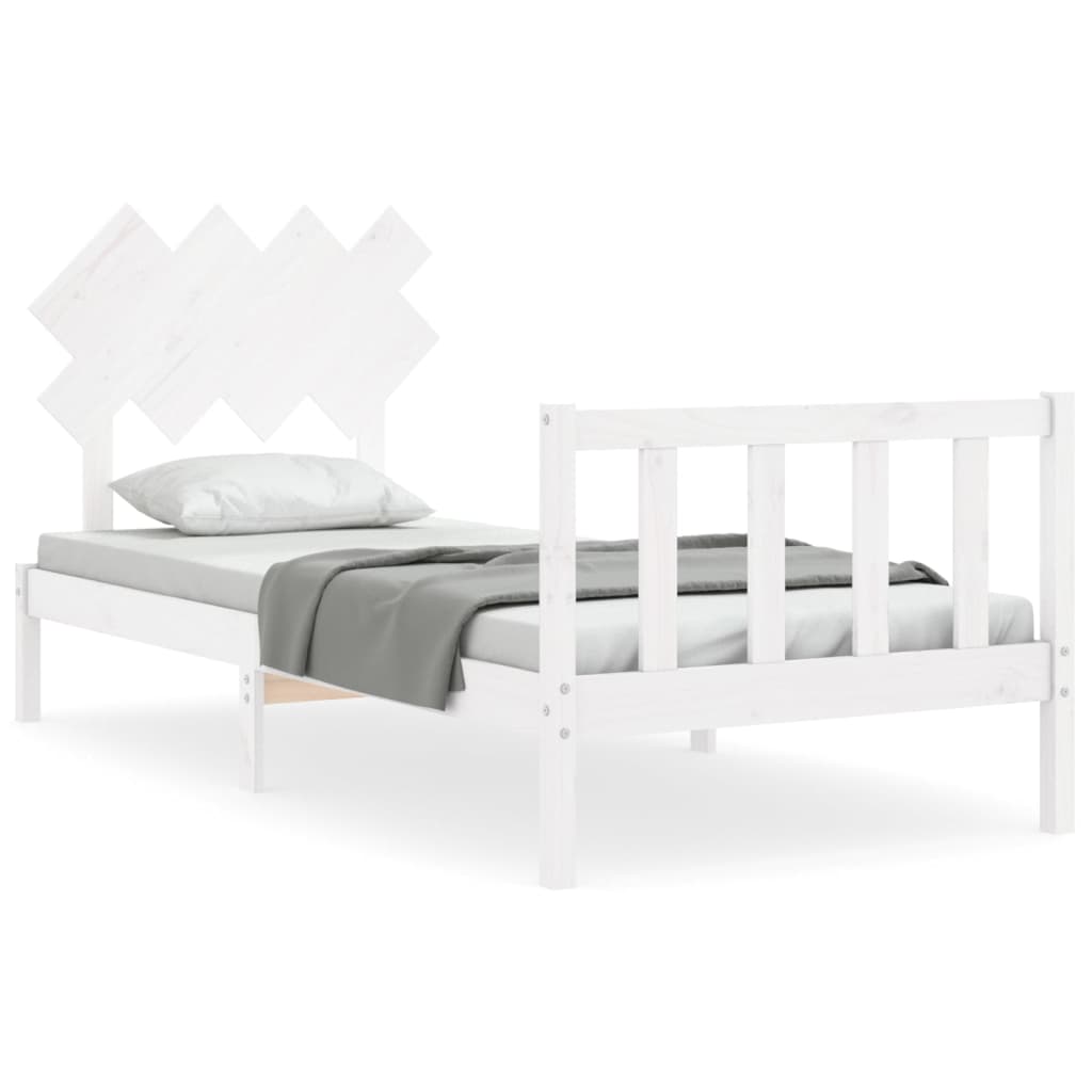 Bed Frame without Mattress White Single Solid Wood Pine