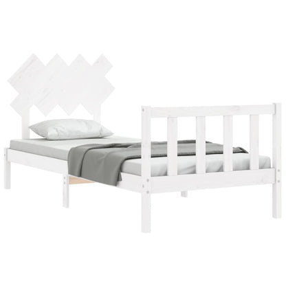 Bed Frame without Mattress White Single Solid Wood Pine