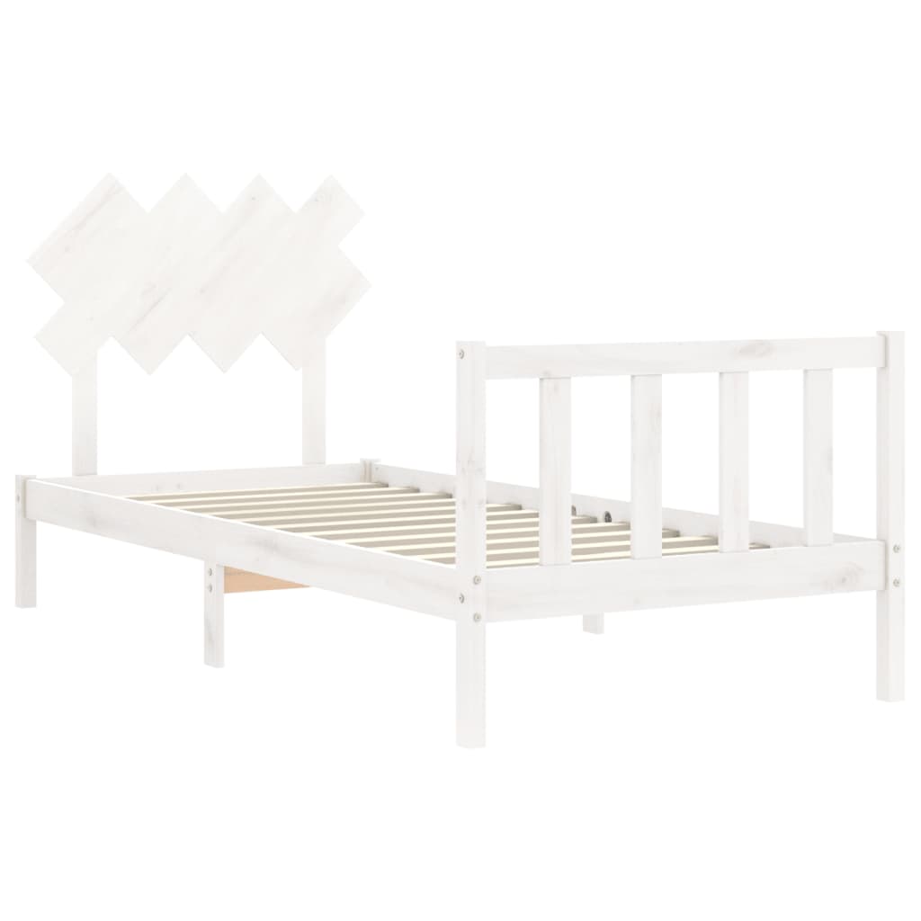 Bed Frame without Mattress White Single Solid Wood Pine