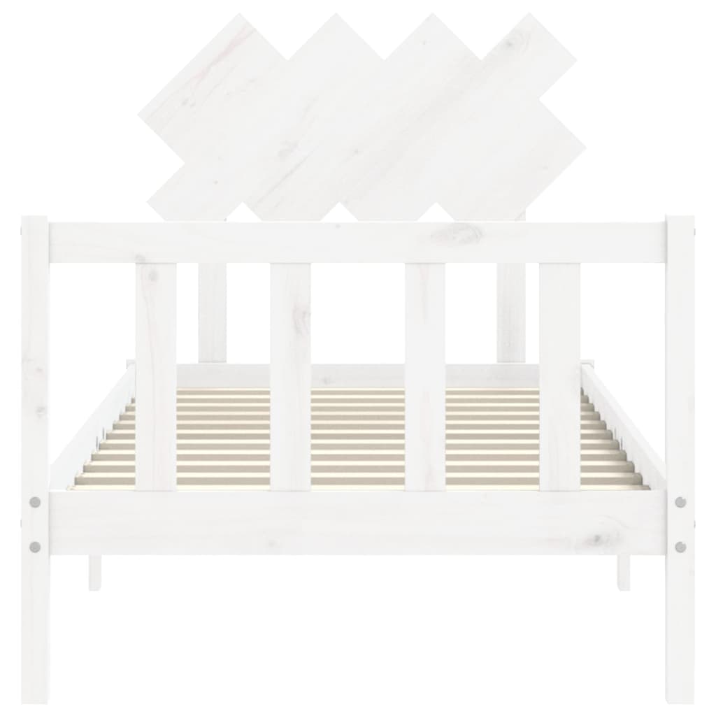 Bed Frame without Mattress White Single Solid Wood Pine