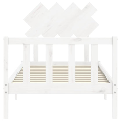 Bed Frame without Mattress White Single Solid Wood Pine