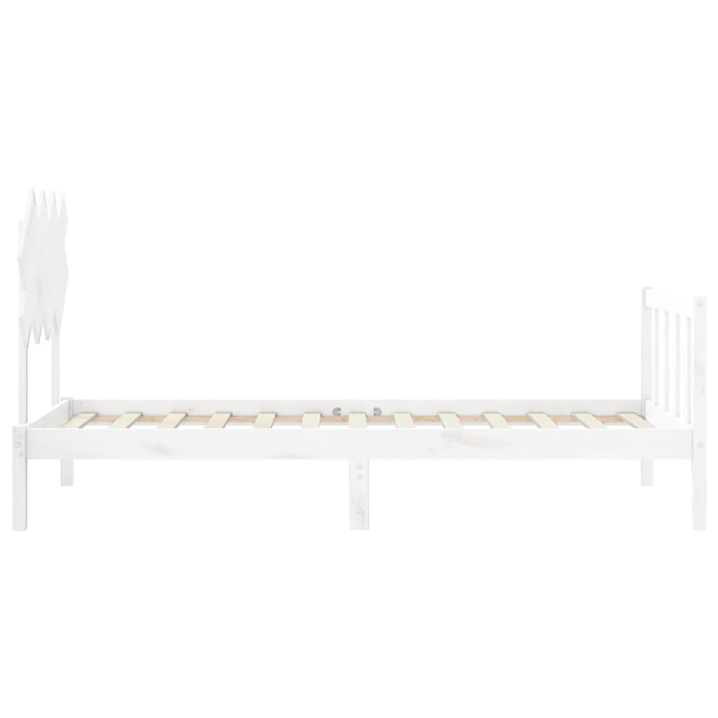 Bed Frame without Mattress White Single Solid Wood Pine