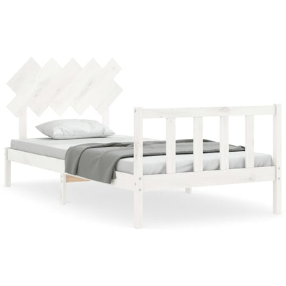 Bed Frame with Headboard White 100x200 cm Solid Wood