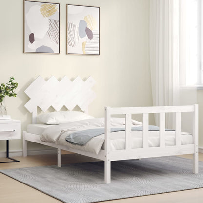 Bed Frame with Headboard White 100x200 cm Solid Wood