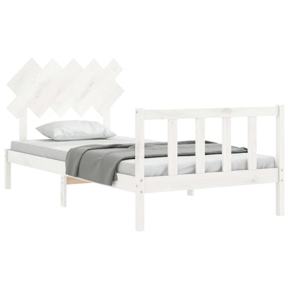 Bed Frame with Headboard White 100x200 cm Solid Wood