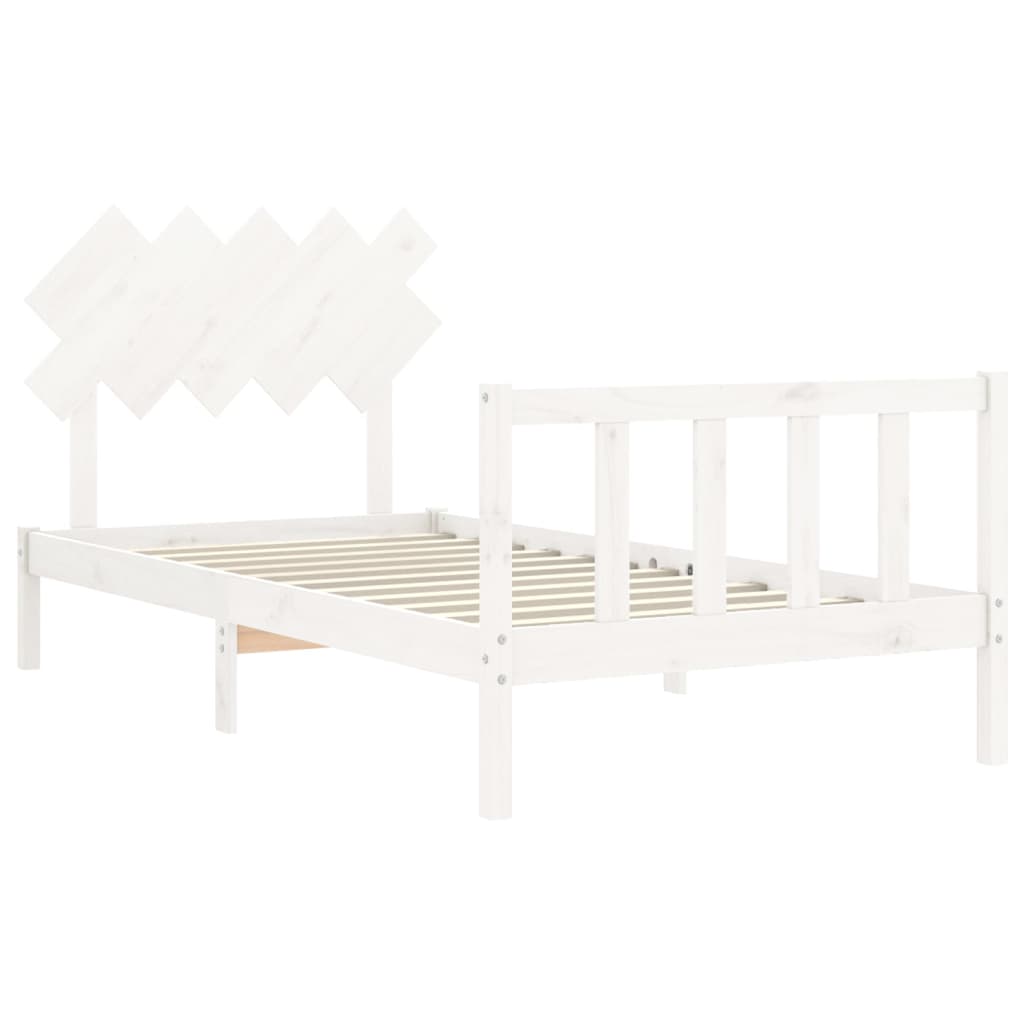 Bed Frame with Headboard White 100x200 cm Solid Wood