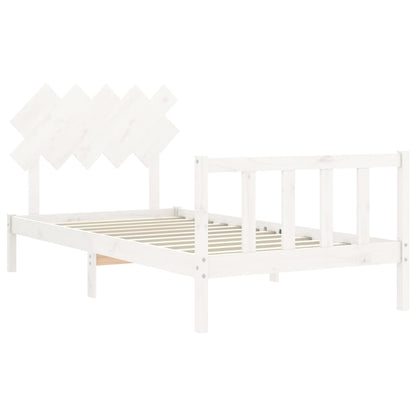 Bed Frame with Headboard White 100x200 cm Solid Wood