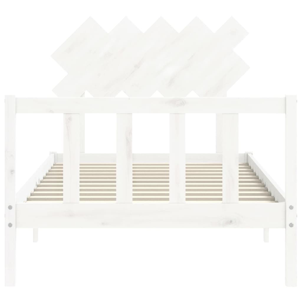 Bed Frame with Headboard White 100x200 cm Solid Wood